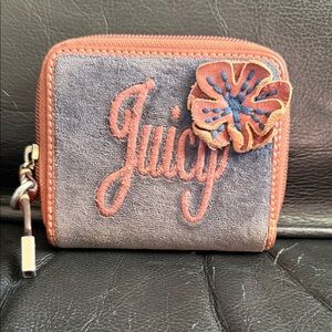 Juicy Couture Velvet Gray and Coral Wallet